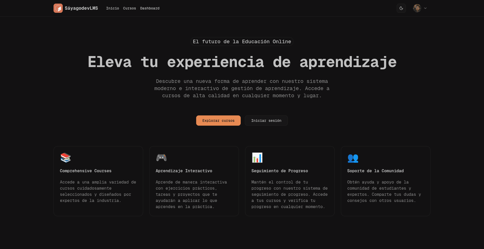 SáyagodevLMS - Homepage design
