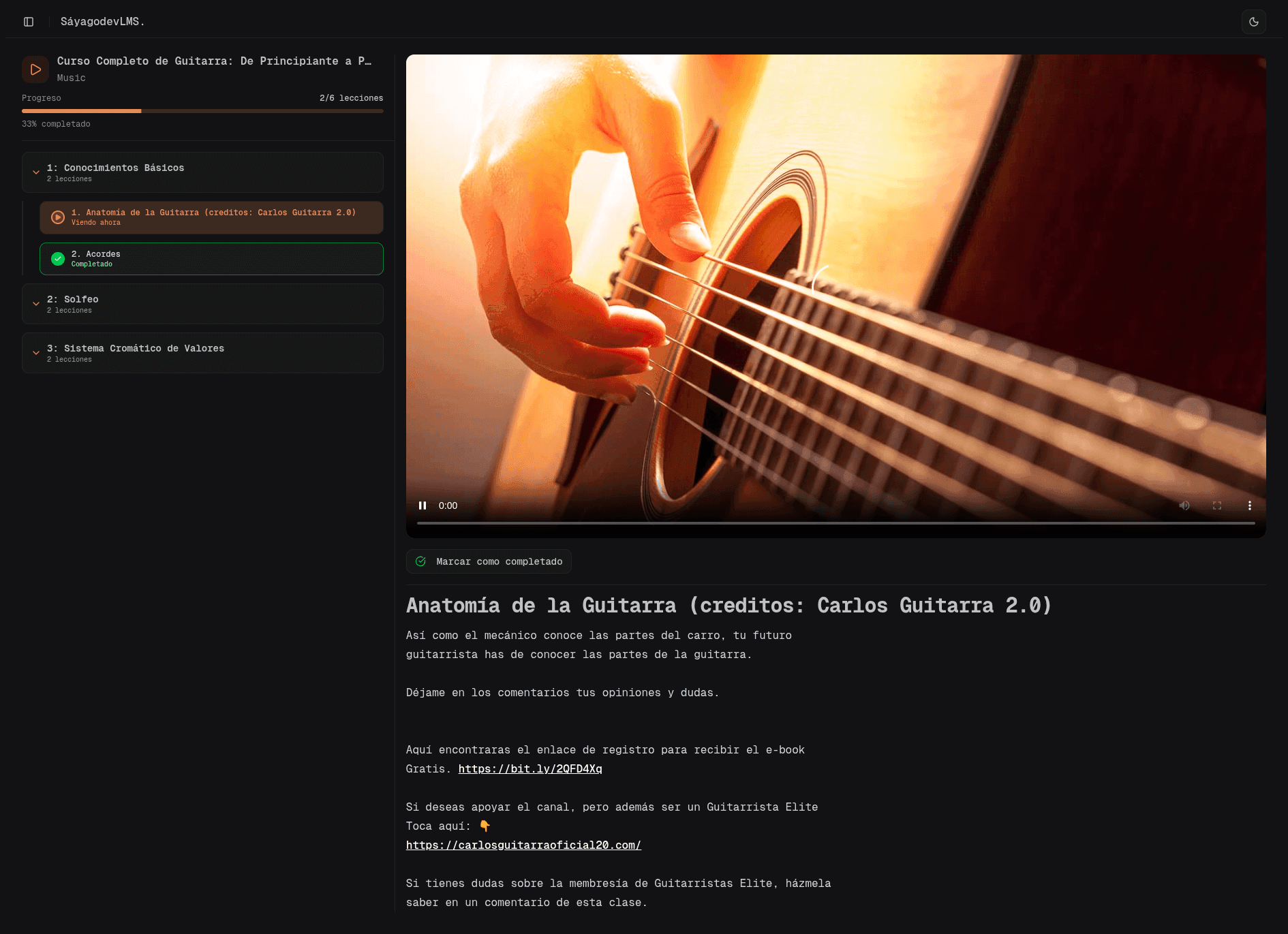 SáyagodevLMS - Lesson content UI