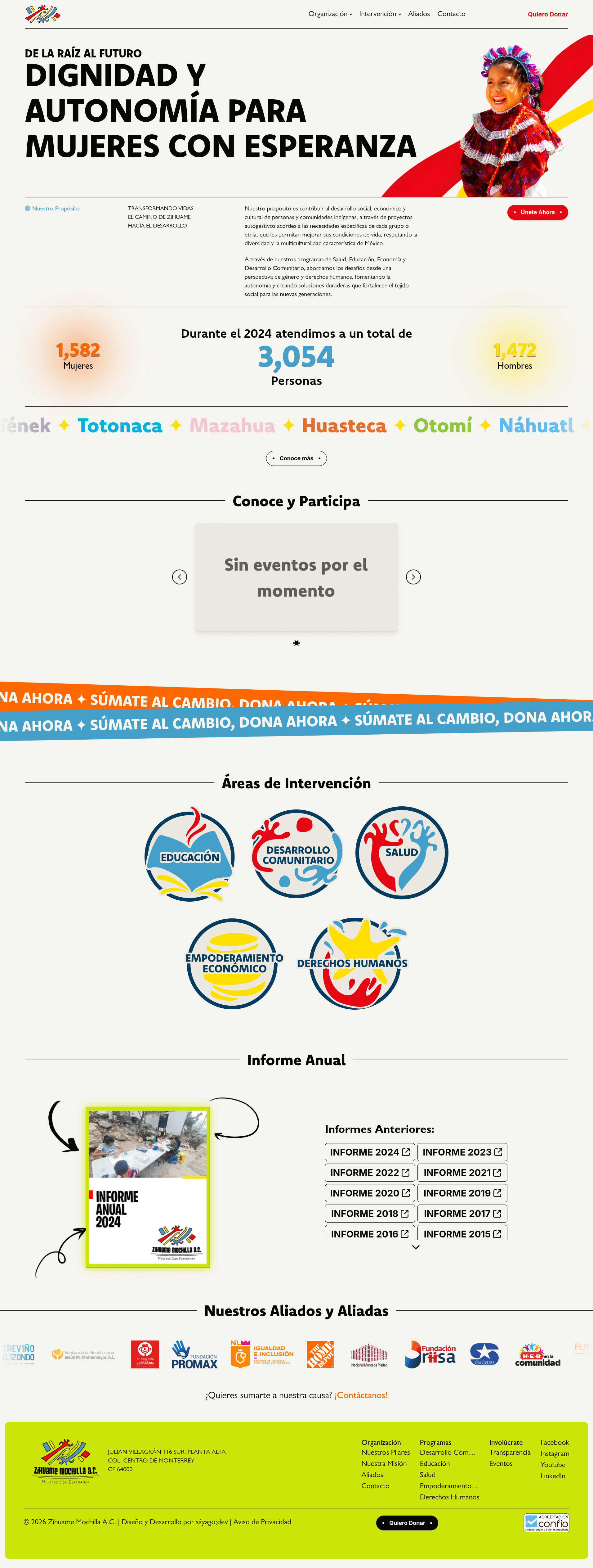 Zihuame Mochilla - Homepage design